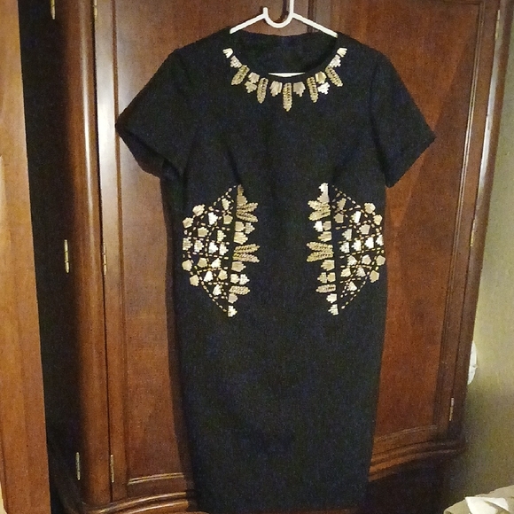 Escada Chic Black Dress with Gold Accents - Picture 1 of 5